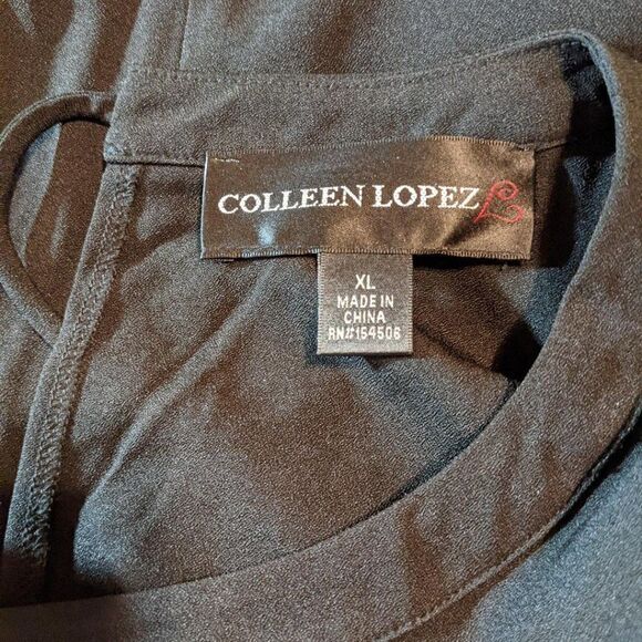 🆕NWT COLLEEN LOPEZ PEARL ADORNED BLACK BLOUSE - XL - Picture 4 of 8